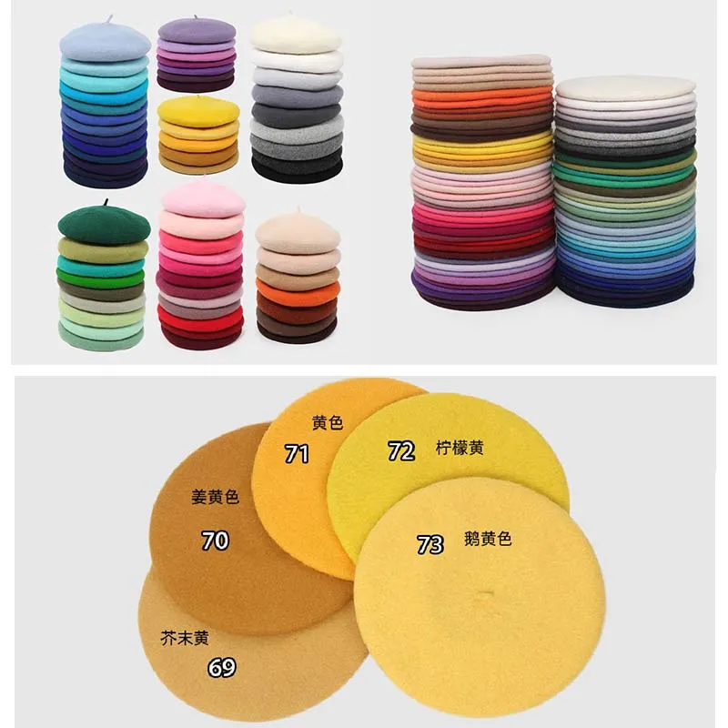 

Yellow Color Women Beret Vintage Wool Japanese Hat Retro Painter Cute Hat Bud Hat Autum Winter Caps Keep Warm Adult Casual Hat