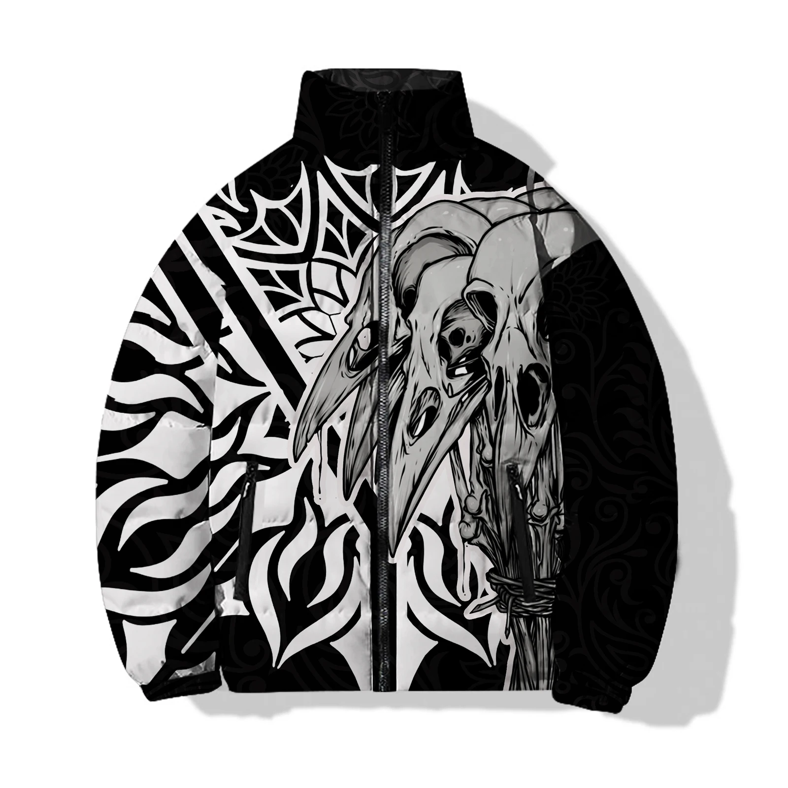 thumbnail image 1 of Ropa de algodón de moda de invierno para hombre, chaqueta de algodón con estampado de bruja y diablo, chaqueta informal holgada, abrigo para hombre, chaquetas, abrigos, 1 of 5