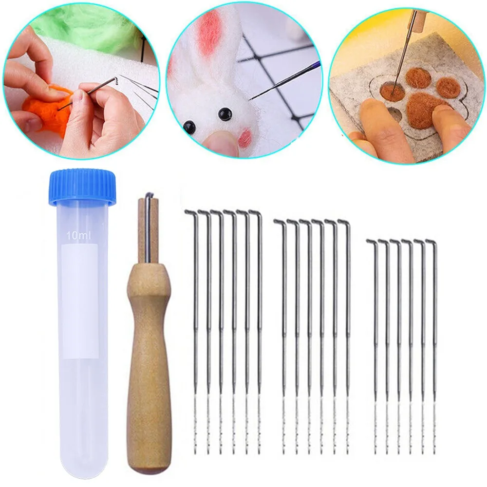 30 Pcs Felting Tool Crafts DIY Felting Needles Set Starter Kit With Wooden Handle needle felting kit wool felting kit needle felting painting kit felting needles