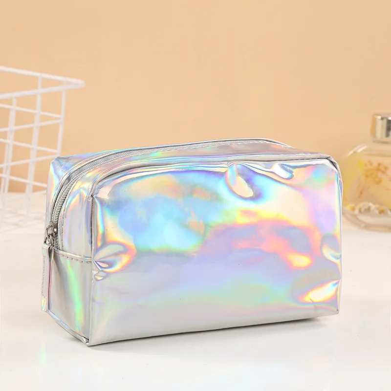 New Solid Color Laser Cosmetic Bag Ins Wind Portable Wash Storage Bag Makeup Gift Bag Makeup Pouch Travel Cosmetic Organizer 3