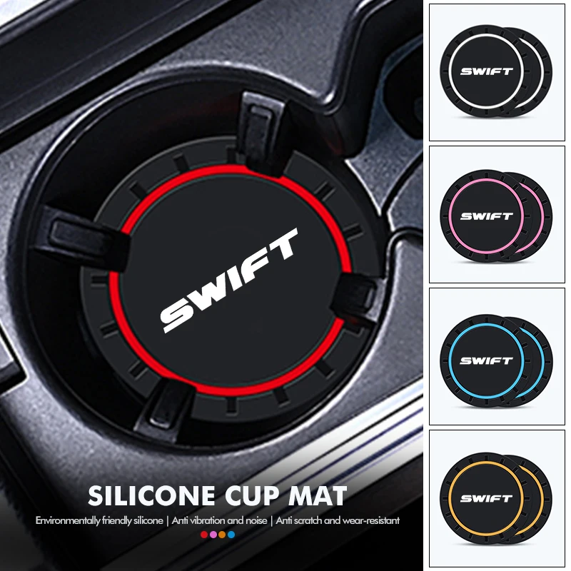 2pcs Silicone Car Water Cup Holder Coaster Anti Slip Pad Mat For Suzuki Swift Sport zc33s zc31s zc72s -2005
