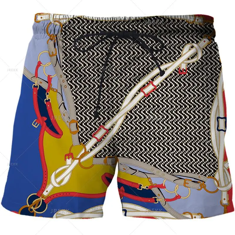 Luxurious Newest Iron Chain 3D Printed Streetwear Men Board Shorts Harajuku Hip Hop Leisure Beach Shorts fitness sports
