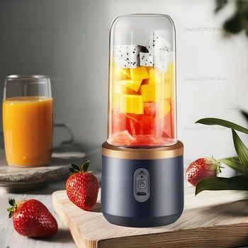 Spremiagrumi multifunzione a doppia tazza 400ml Spremiagrumi elettrico portatile ricaricabile USB Frullatore per frutta a 6 lame per utensile da cucina domestico 1