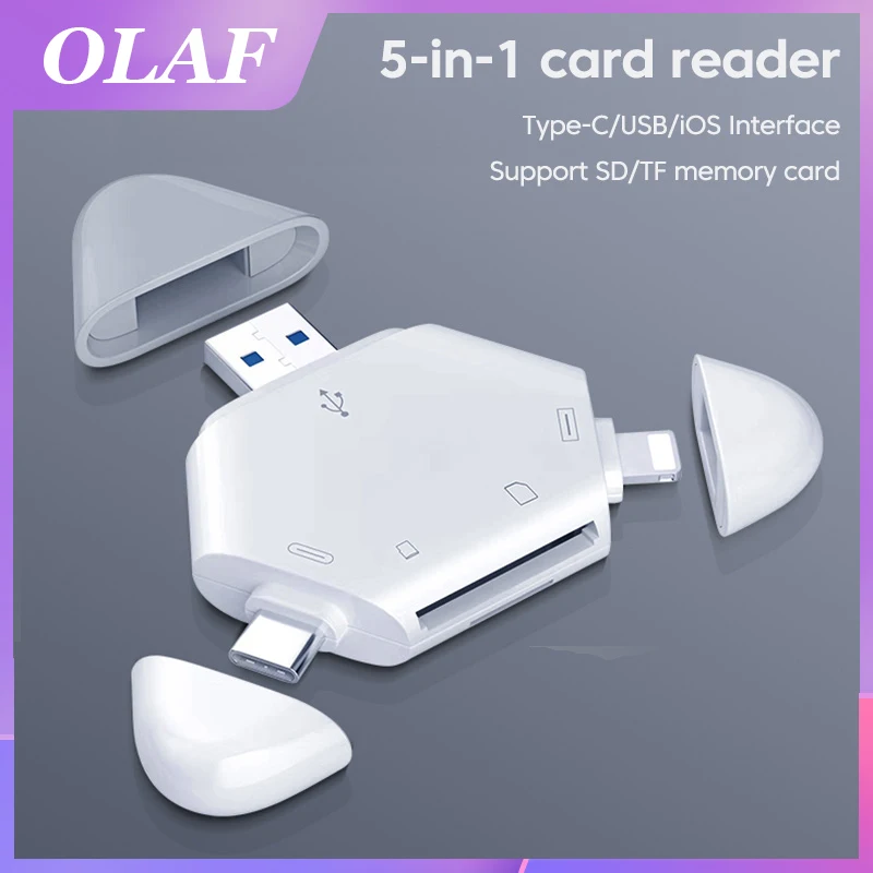 

5 в 1 USB Type C OTG Lightning SD / TF Card Reader Адаптер USB 3.0 для iPhone Oneplus Xiaomi POCO Samsung Huawei Ноутбук Планшет Камера Аксессуары для мобильных телефонов