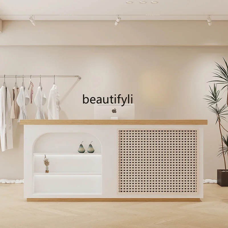 

Clothing Store Cashier Desk Japanese-Style Silent Style Rattan Reception Desk Bed & Breakfast Farmhouse Bar Beauty Salon