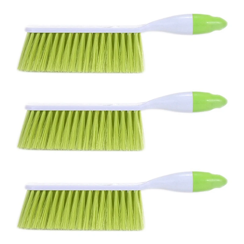 

3X Bed Sheets Debris Cleaning Brush Soft Bristle Clothes Desk Sofa Duster Small Particles Hair Remover (Green)