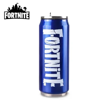 Fortnite Water Cup Straw Cups Outdoor Sports Mugs Stainless Steel Mug Student Portable Drinking Coffee Cup 450ML