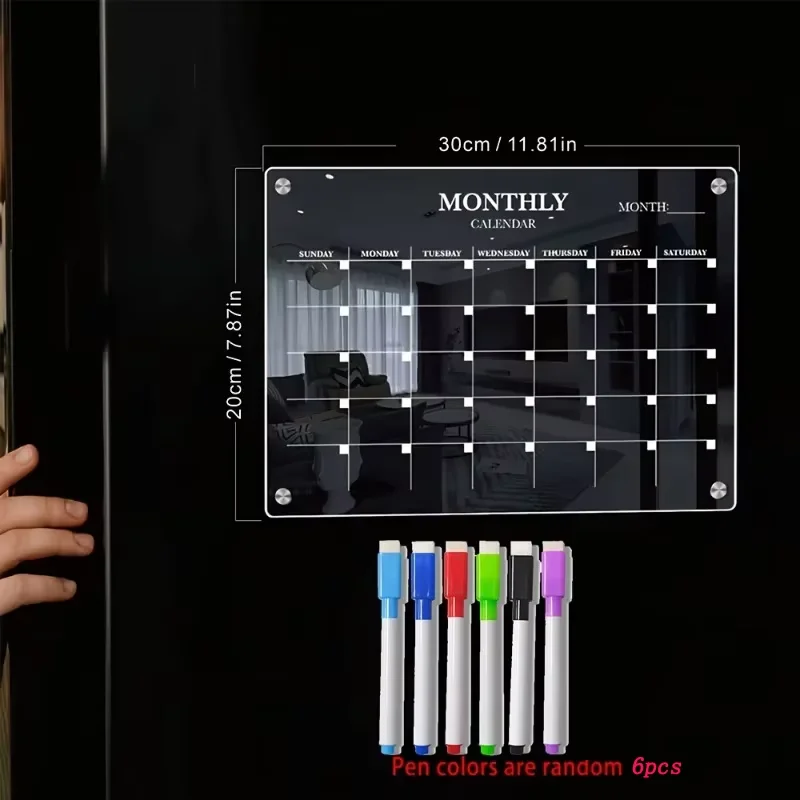 Clear Dry Erase Board Acrylic Magnetic Erase Calendar Whiteboard Fridge Magnet Planner Board Reusable Memo Bulletin Whiteboard