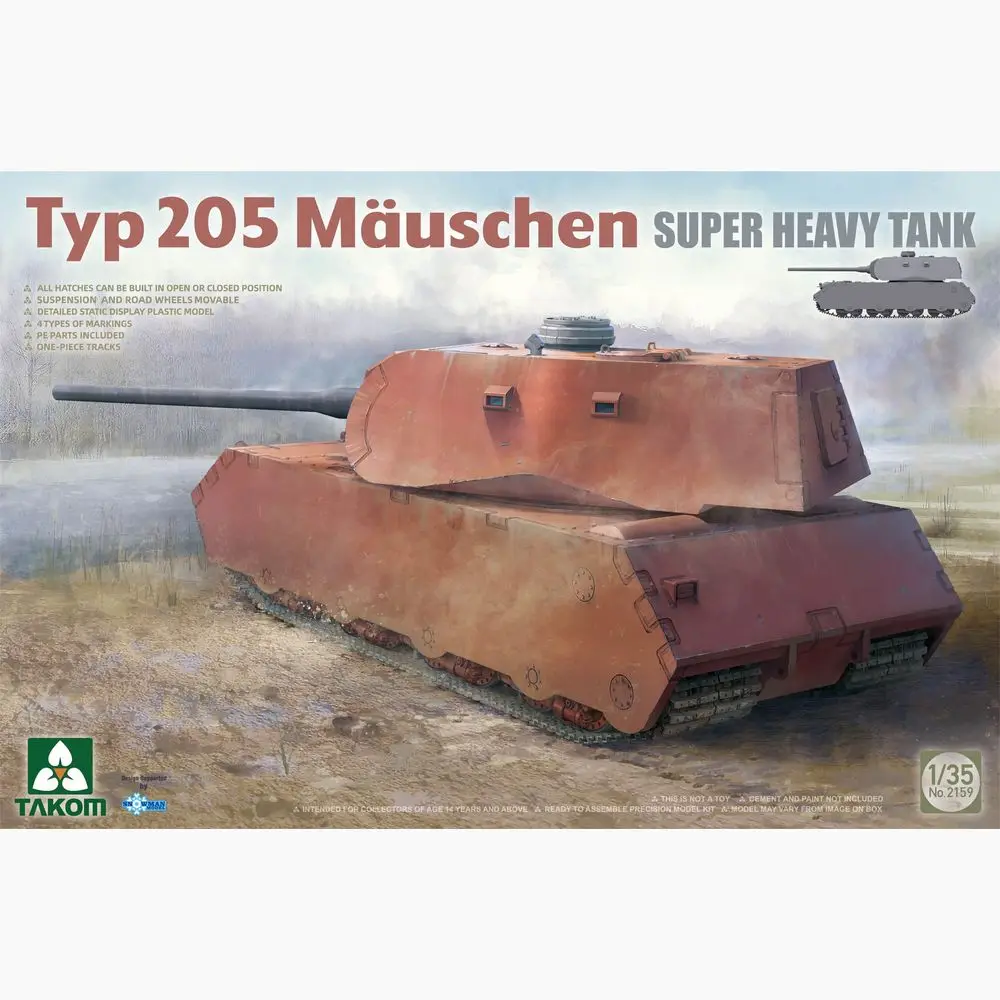 

TAKOM 2159 1/35 Typ 205 Mäuschen Super Heavy Tank - Scale Model Kit