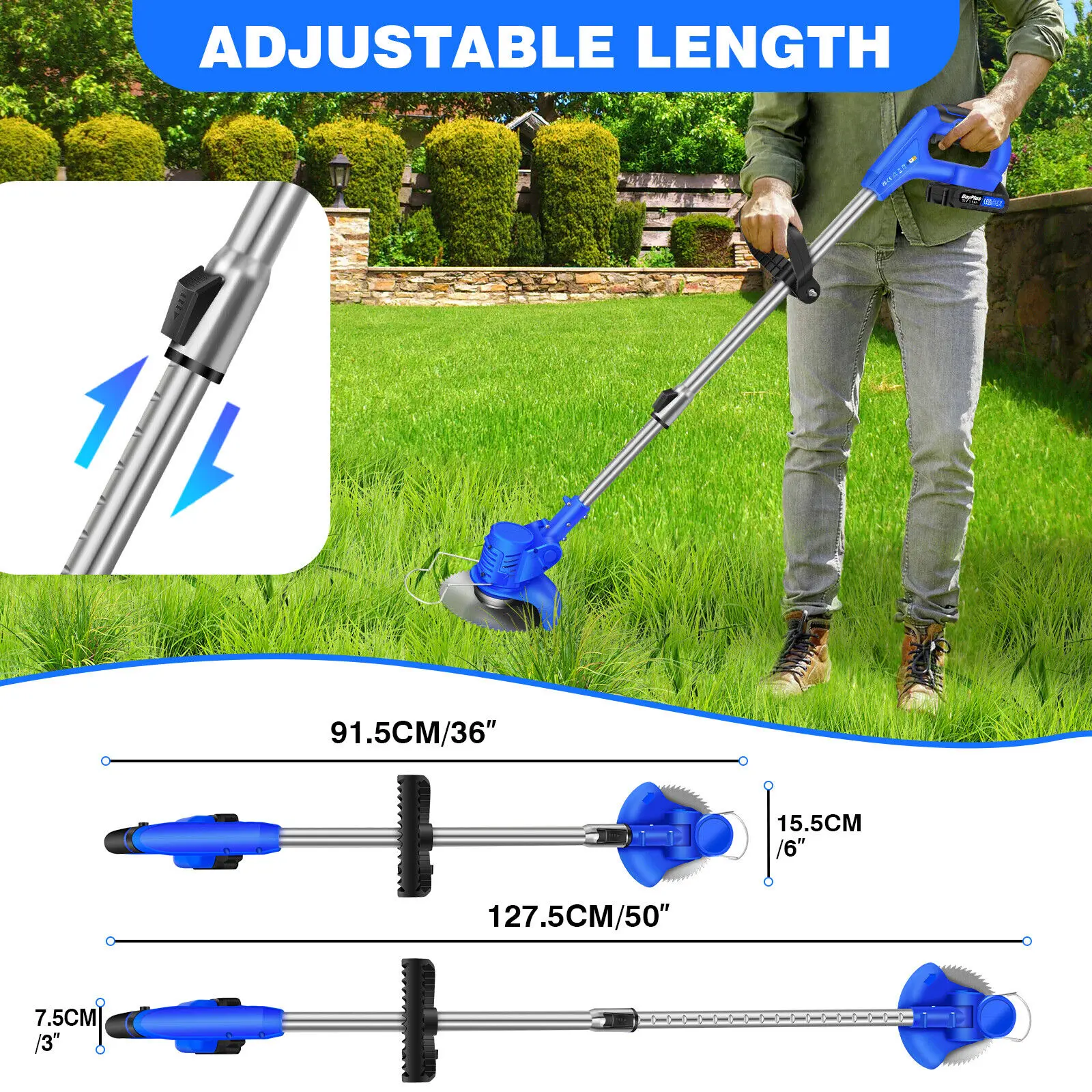 Cordless Strimmer Kit Lawns Electric Garden Strimmer with Blades Detachable Grass Trimmers with 21V Li-ion Batteries & Charger