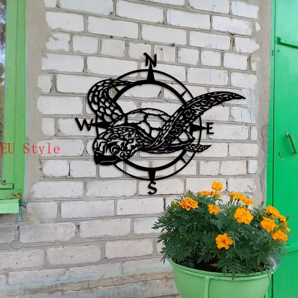 

Black Metal Sea Turtle Compass Wall Decor Sign Perfect Beach Home Decor for Kitchen Garden and Housewarming Gifts Outdoor deco