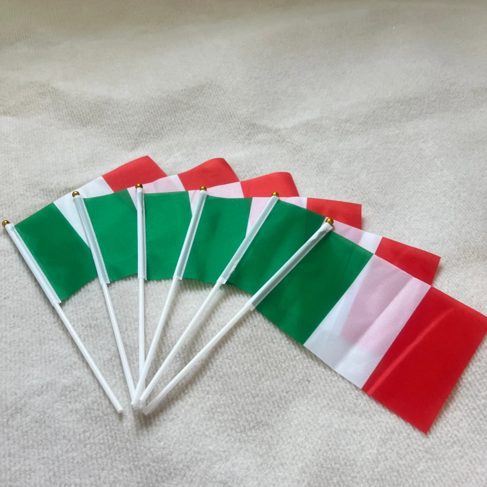 이탈리아 핸드 플래그 장식, 폴리에스터 양면 침투, 14x21cm 