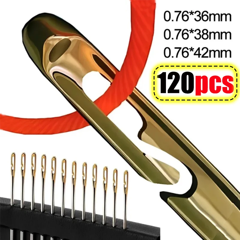 60120PcBlindSewingNeedlesElderlyBigHoleStainlessSteelNeedle