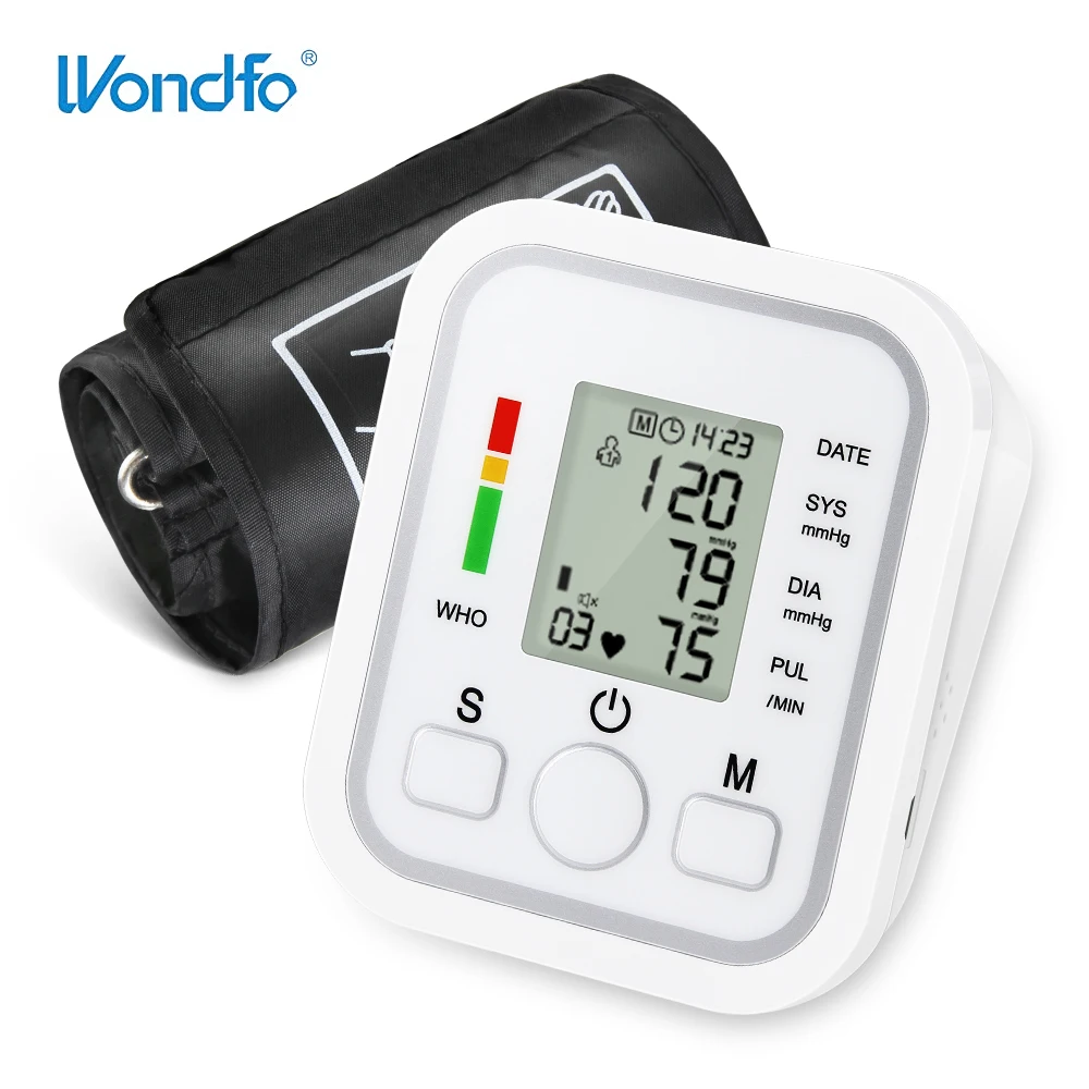 Wondfo Home Health Care Digital Lcd Upper Arm Blood Pressure Monitor Heart Beat Meter Machine Tonometer for Measuring Automatic