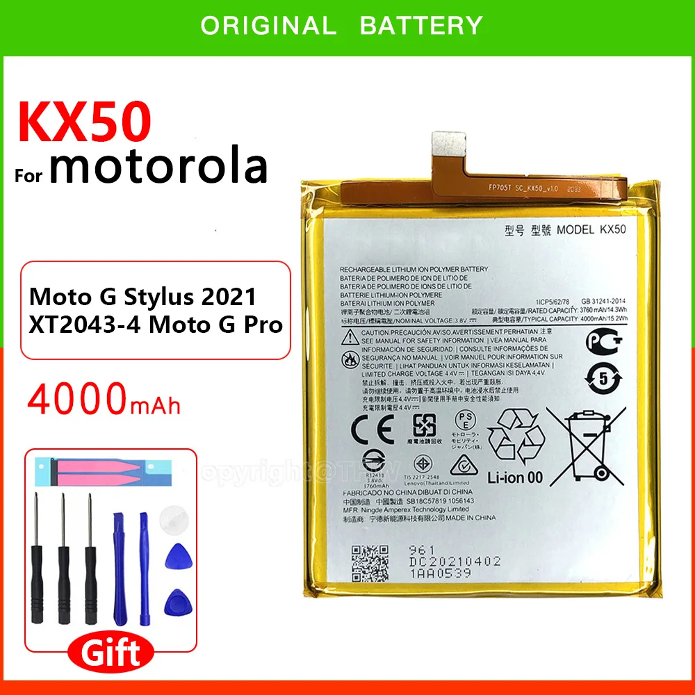 

100% Original Genuine New High Quality Replacement Battery KX50 For Motorola Moto G Stylus 2021 Xt2115 Kx50 Batteries
