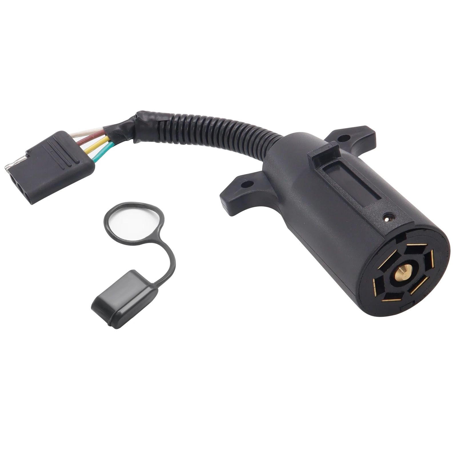 Car Trailer RV Boat Adapter 7 Pin 7 Way to 4 Way Plug 12V Flat Blade Plug Towing Towbar Tow Hitch Wire Connector Dust cover