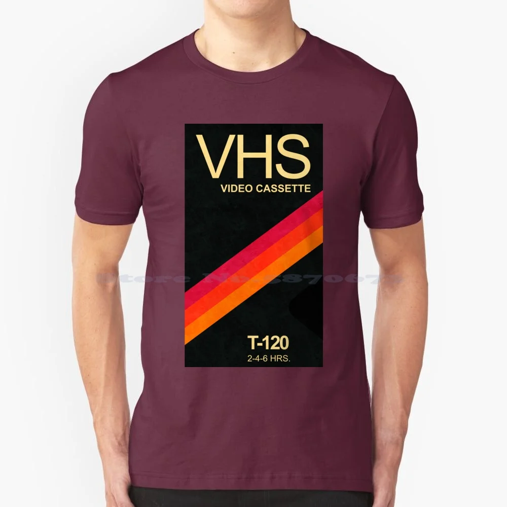 Vhs T120-80S Ii T Shirt 100% Cotone Tee Vhs 90S Vintage Estetica Video Synthwave Cassette Tape Neon Retrowave Horror 1980S