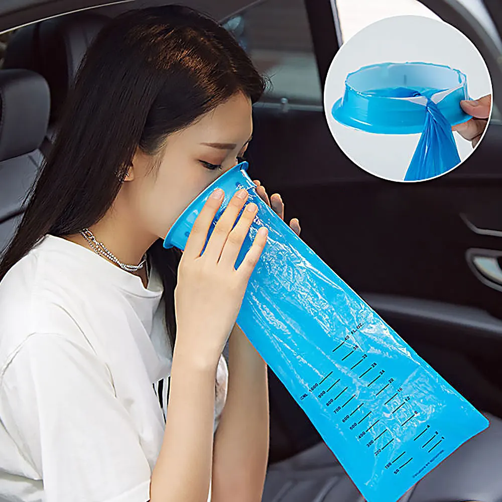 1000ML Handle Disposable Bag Outdoor Travel Car Airplane Motion