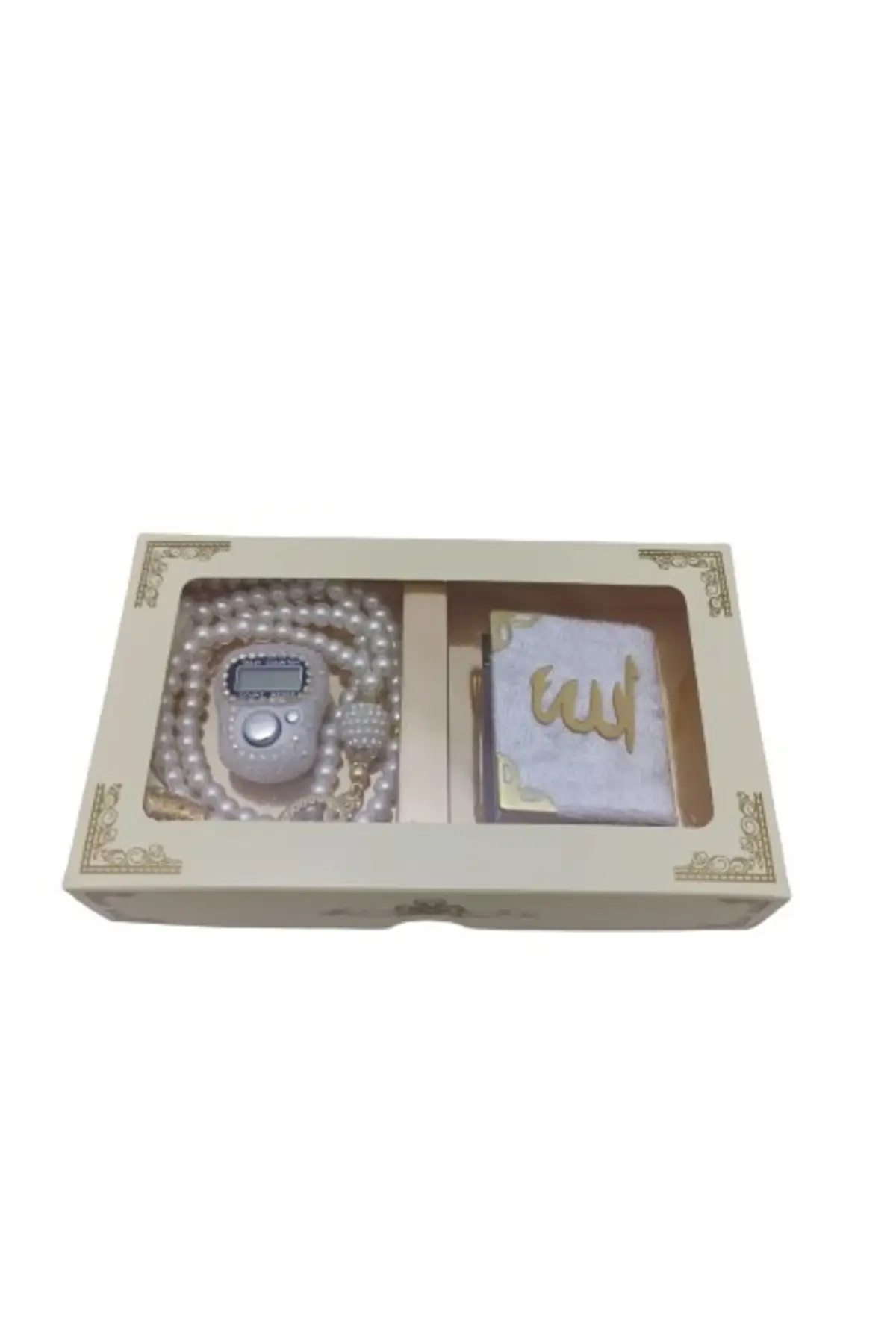 

Gift Boxed Mevlit Gift Set Cream (mini Quran pearl Tasbih 99 stone Zikirmatik)