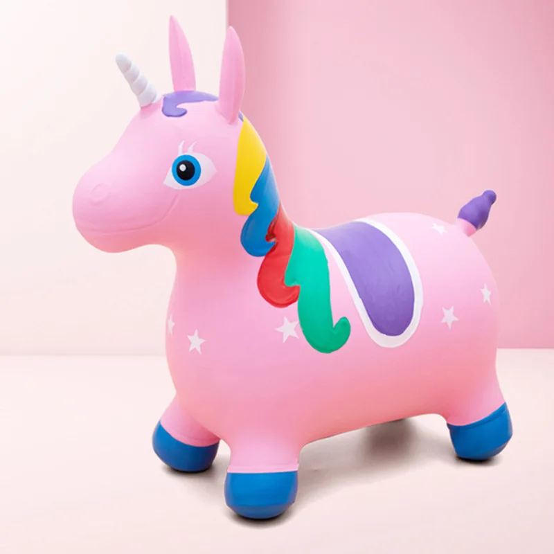 

Painted Jumping Unicorn InfIatable Toy Children's Mount Thickened Pink Horse