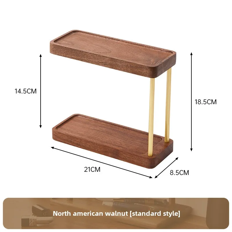 Black walnut solid wood cosmetics storage rack Dressing table Skin care products storage rack perfume storage display rack 5
