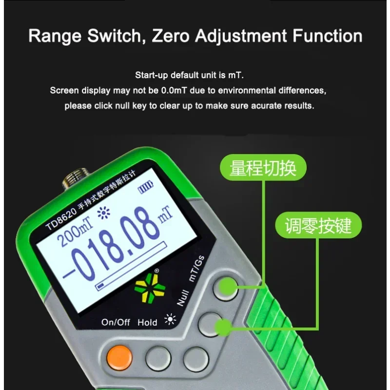 TD8620 Handheld Digital Tesla Meter High Precision Surface Magnetic Field Tester