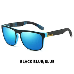 Black Polarized Square Sunglasses - Unisex Fashion Classic Driving Shades (BLUE BLACK)