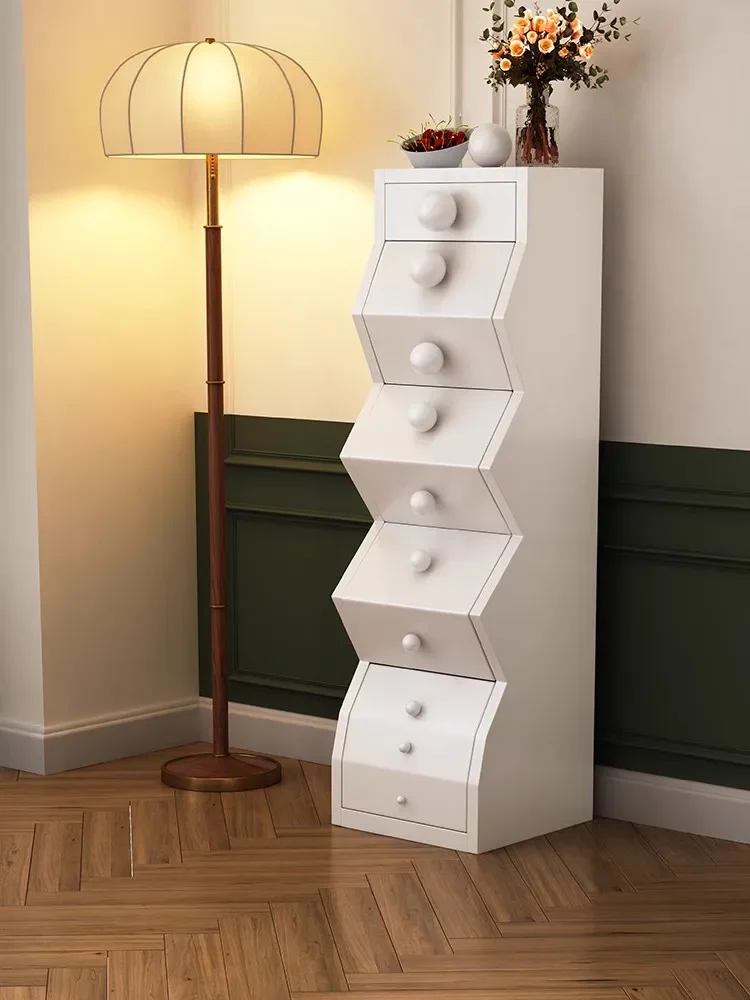 

French style cream style solid wood five bucket cabinet, antique style storage cabinet, white storage cabinet