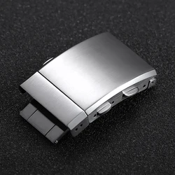 Luxury Adjustable Stainless Steel Folding Watch Clasp with Premium Metal Button - 22mm (Silver - no logo)