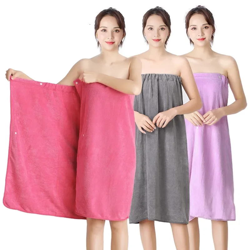 Microfiber Bathrobe Women Shower Soft Bath Wrap Towels Adults Home Beauty Salon Spa Sweat Suit Sauna Wrap Towels
