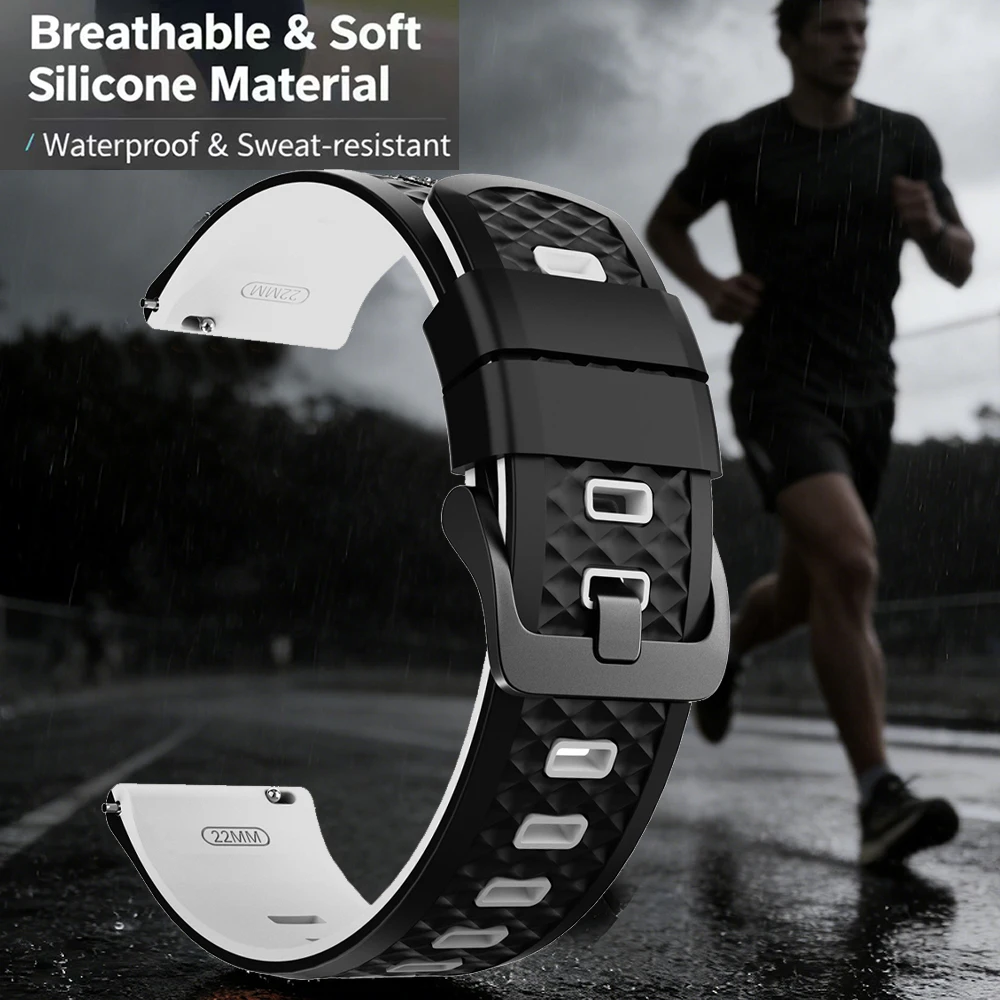 Silicone Sports Bracelet - 22mm Soft Wristband