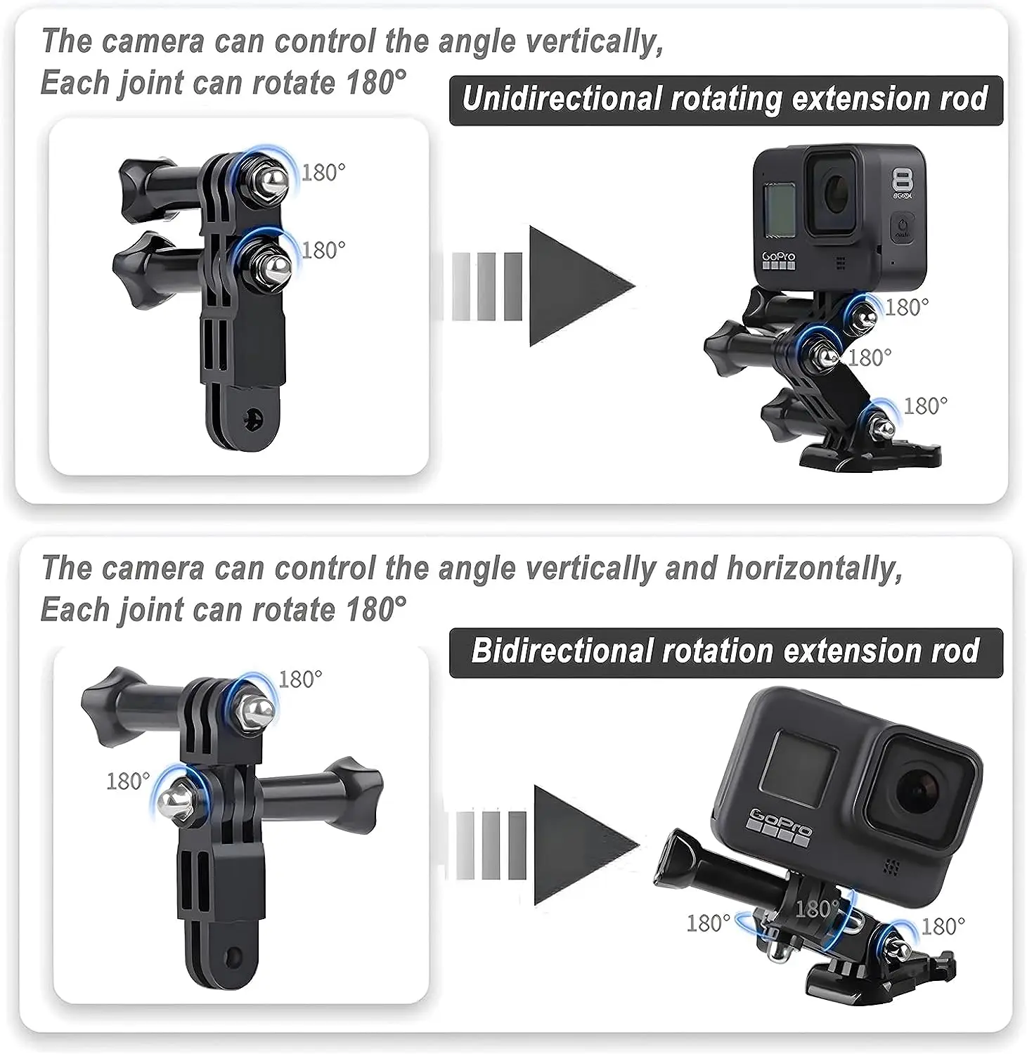Braço Pivô Extensor 3 Em 1 - Suporte Ajustável Para Monopé GoPro E Câmeras De Ação