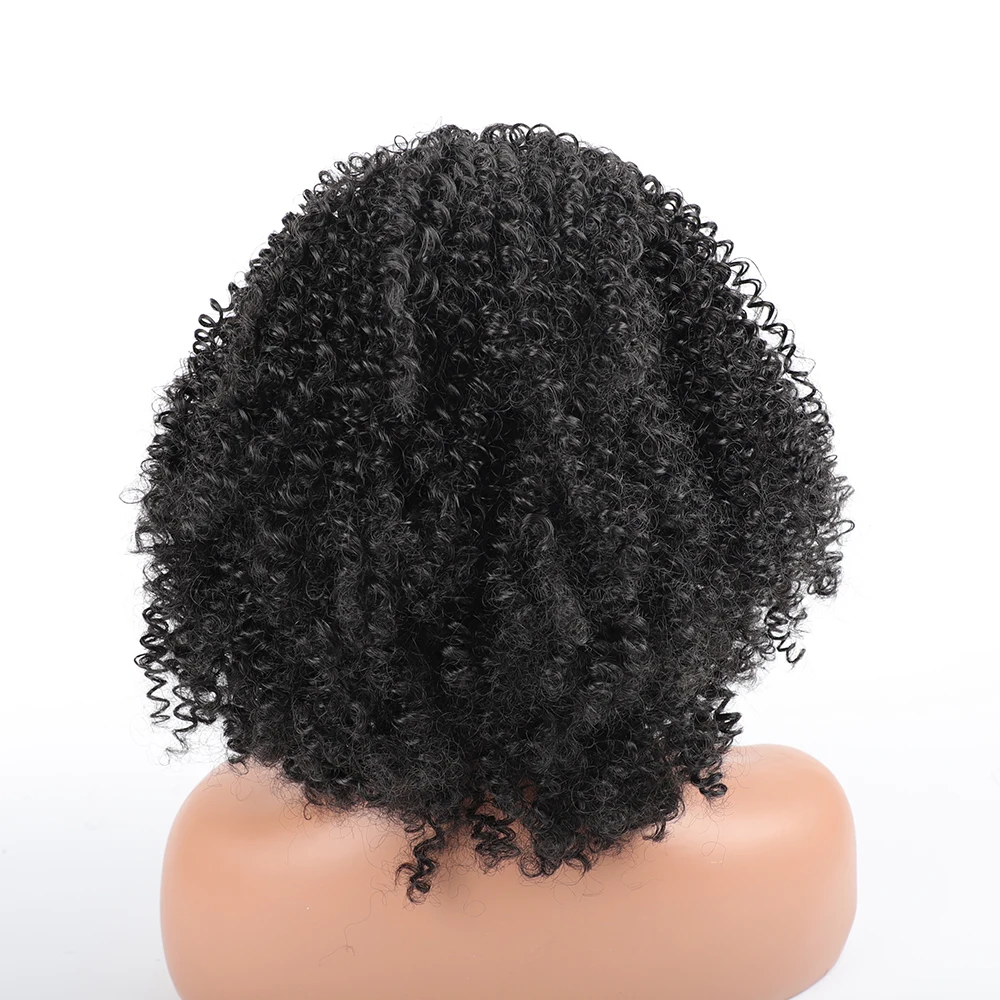Headband Wig Synthetic Curly Short African American Wigs Afro Wig with  Headbands Black Women's Synthetic Afro Wigs with Bandage - AliExpress, image size:1000x1000