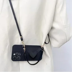 Elegant Love Leather Card Case with Crossbody Lanyard and Hand Strap for Honor 100 Pro (A)