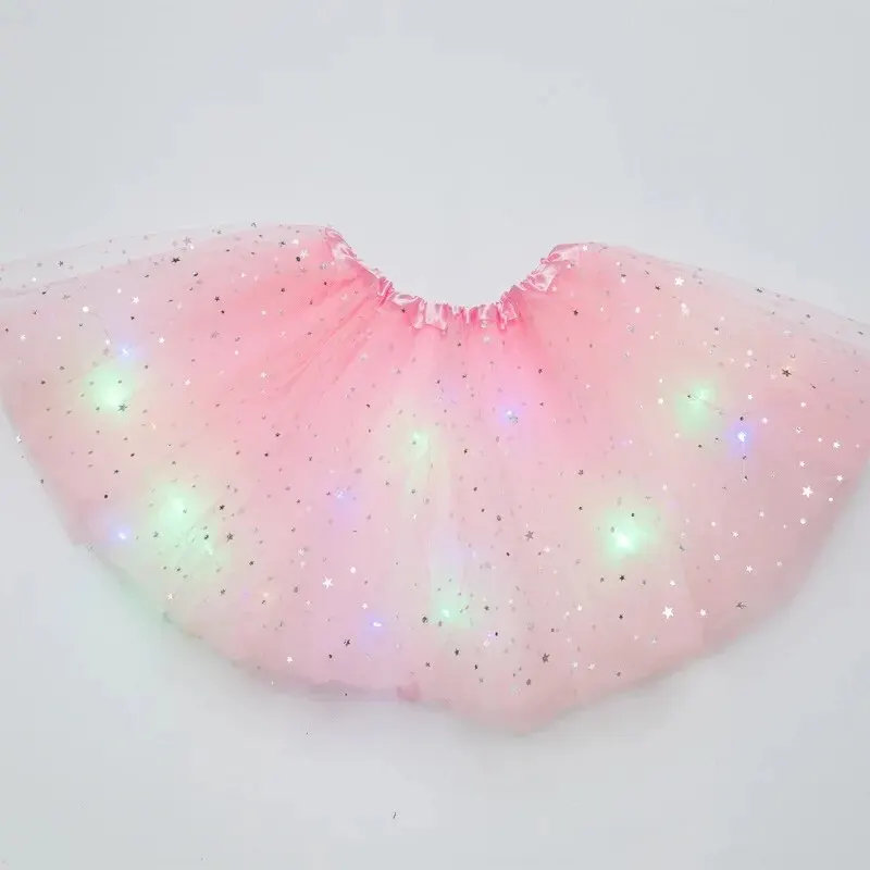 LED Glowing Light Women Tulle Star Skirt Short Tutu Mini Skirt Adult Fancy Ballet Dancewear Party Costume Ball Gown Mini Skirt - Image 3