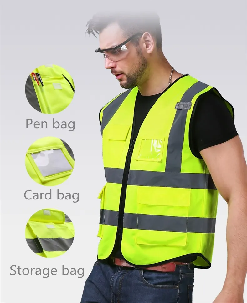 High Visibility Reflective Vest Working Clothes Motorcycle Cycling Sports Outdoor Reflective Safety Clothing Jacket