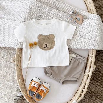 2Pcs/Set Baby Clothes Set Cute Children Tracksuit Summer Clothing Cartoon Fashion Baby Boys Short Sleeved Suit T-shirt + Shorts