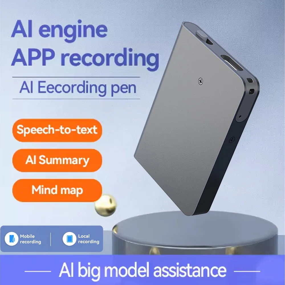 8-128GB ChatGPT AI Powered Mini Voice Recorder Intelligent Transcription Translation HD Noise Reduction APP Control Recorder