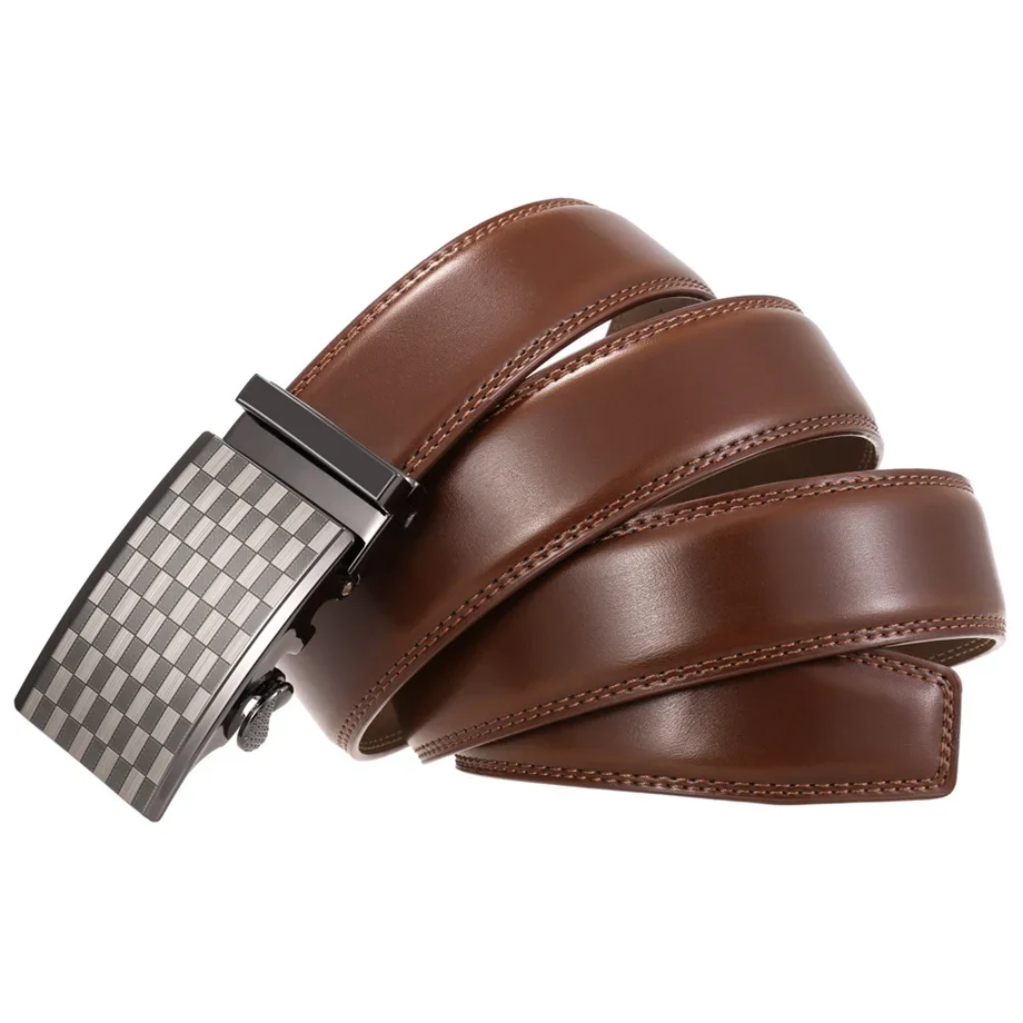 Genuine Leather Belt for Men with Automatic Buckle
