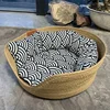 OUZEY Handmade Rattan Weaving Pet Cats Bed Comfortable Sleeping Breathable Cat Baskets Large Capacity Kitten Puppy Nesk Cushion 5