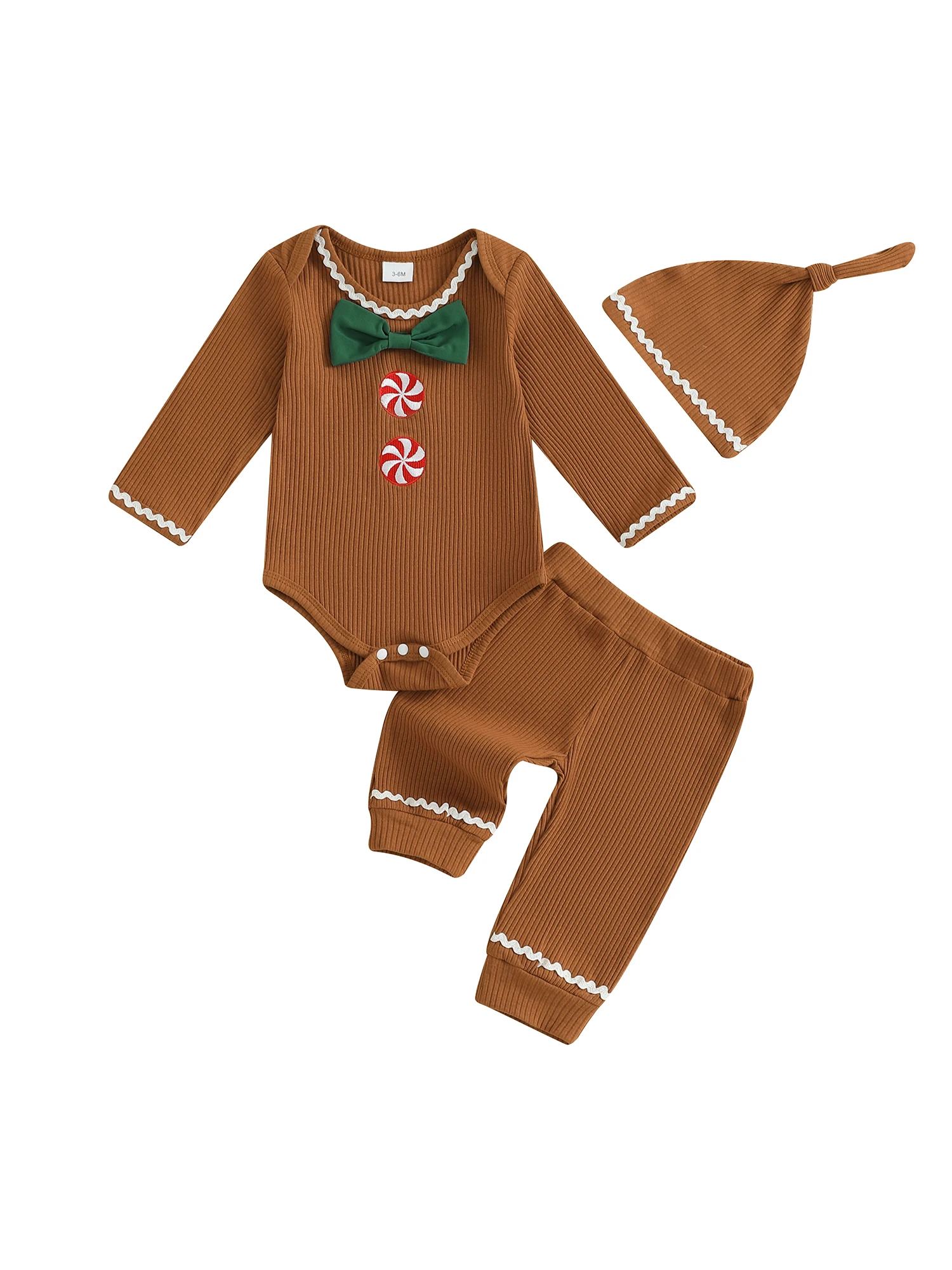 Newborn Baby 3 Piece Set Long Sleeve Round Neck Santa Claus Bow Romper Hat Elastic Waist Pants Christmas Outfit Sf397f5eaddea4708ac624683a4c3d431f