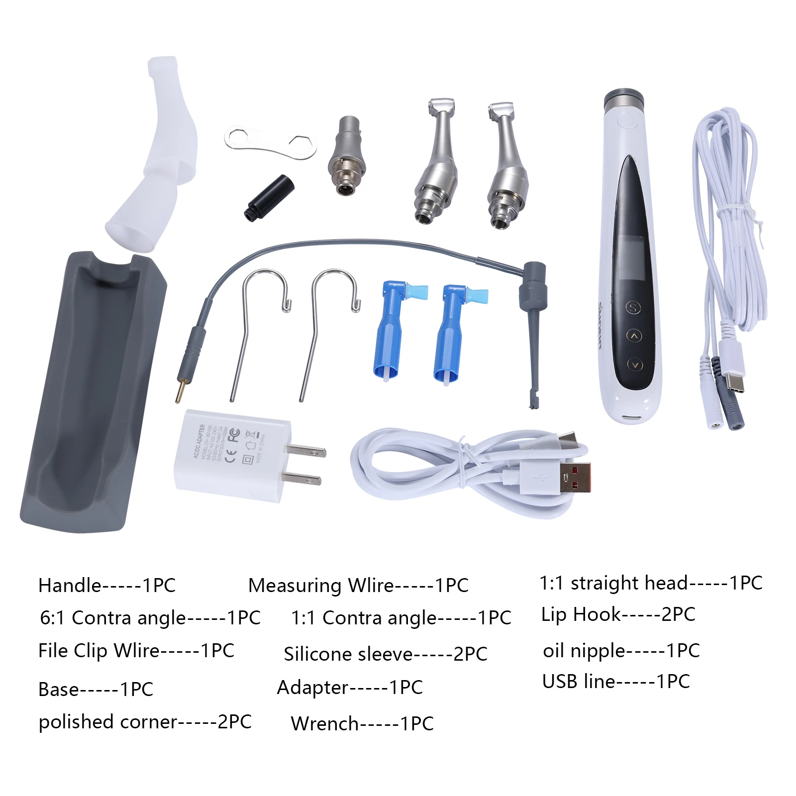 Dental Brushless 3 in 1 Endo Motor Built-in Apex Locator Cordless Polishing 16:1 Contra Angle Multifunction Dentist Tools