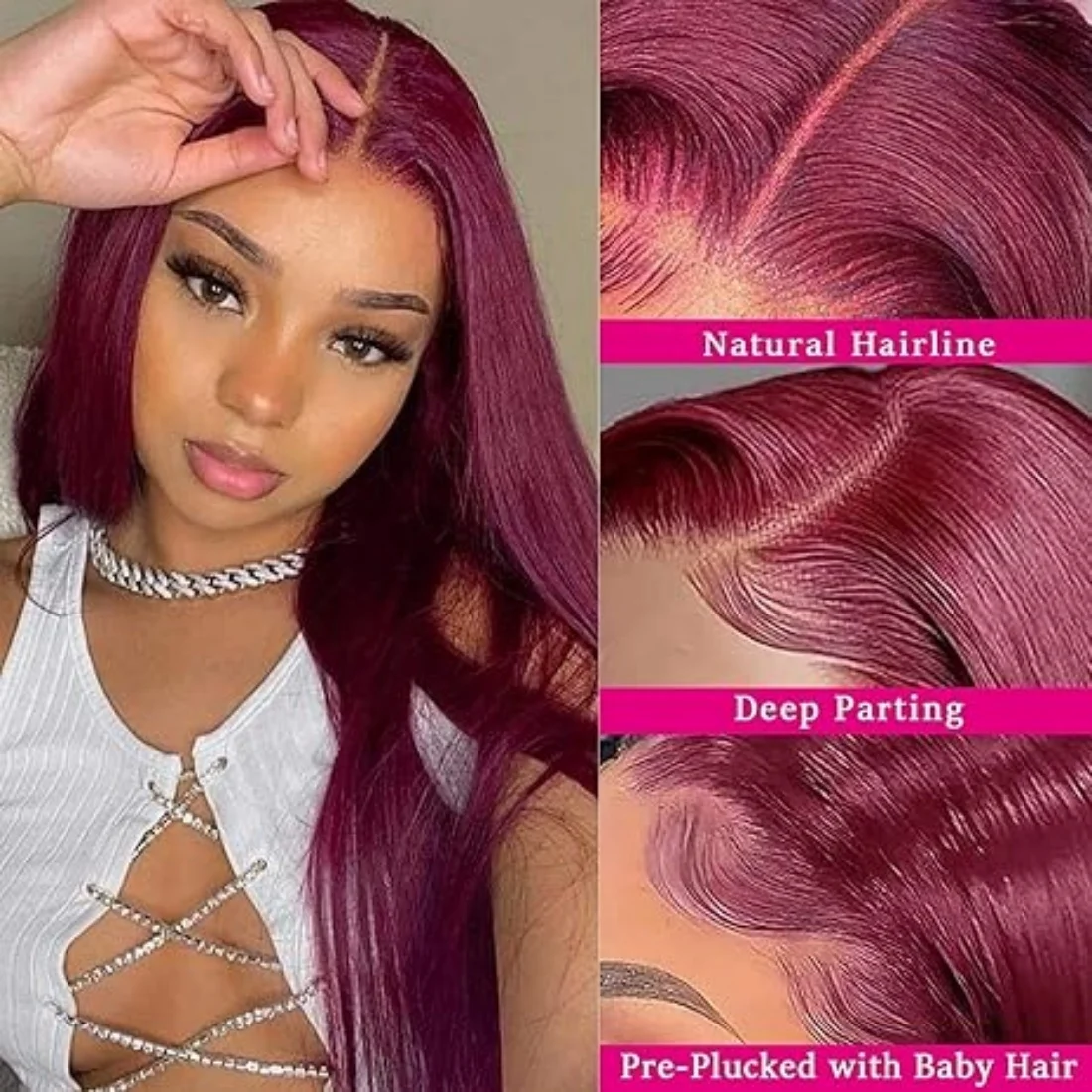 99J Burgundy 13x4 HD Lace Frontal Human Hair Wig Pre Plucked Straight Body Wave Lace Front Human Hair Wigs Glueless For Women 2