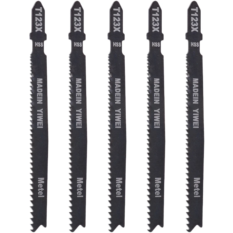 5 Pcs T123X 4 Inch HCS T Shank Jigsaw Blades Set For Metal Cutting