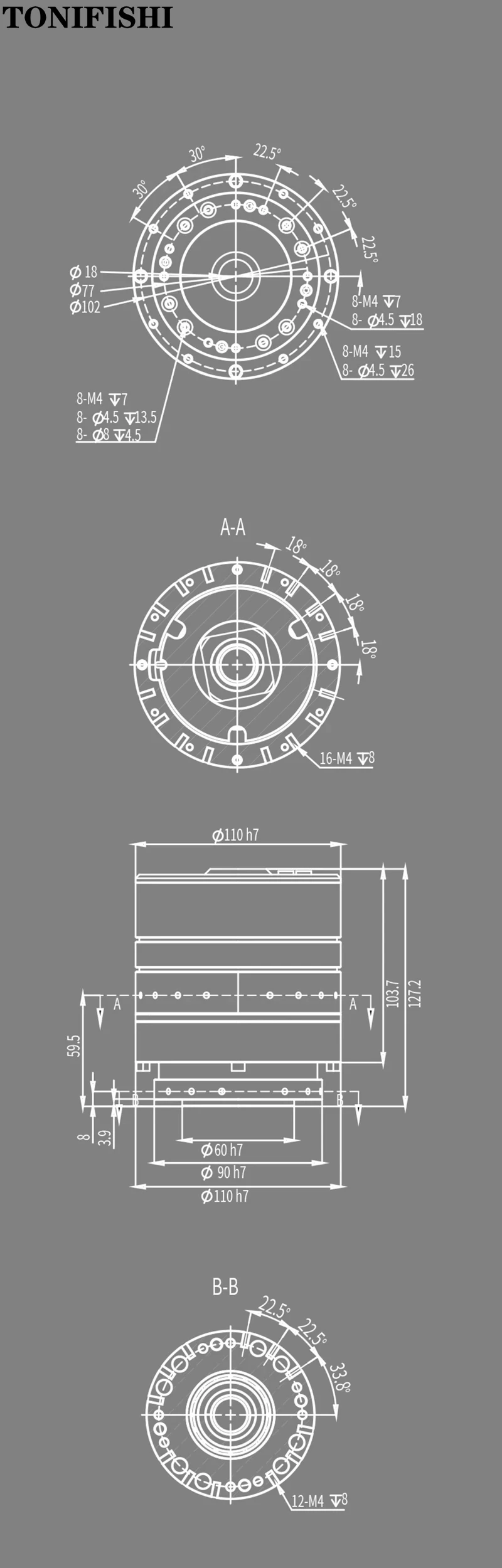 HJ25 로봇 조인트 듀얼 엔코더 중간 구멍 18mm 협동 조인트 모듈 CANop..
