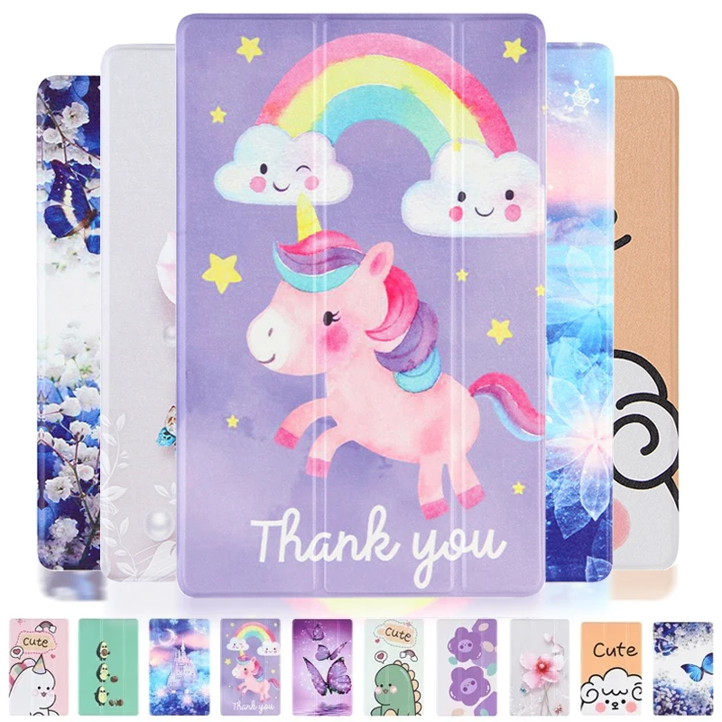 

Cute Unicorn Butterfly Cover For Funda Huawei Mediapad T5 Case 10.1 inch Folding Leather Cover For Huawei Mediapad T5 10 Case