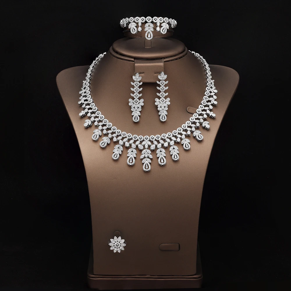 White Gold Plated Wedding Jewelry Set Wedding Bridal Party Necklace Jewelry Sets  Fashion Women Accessories - 2