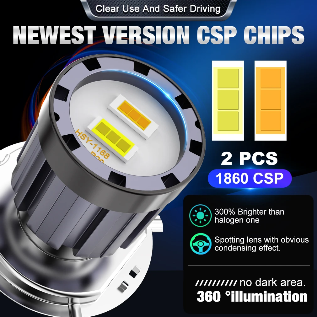 30000LM H4 BA20D H6 LED Motorcycle Headlight Bulb Double