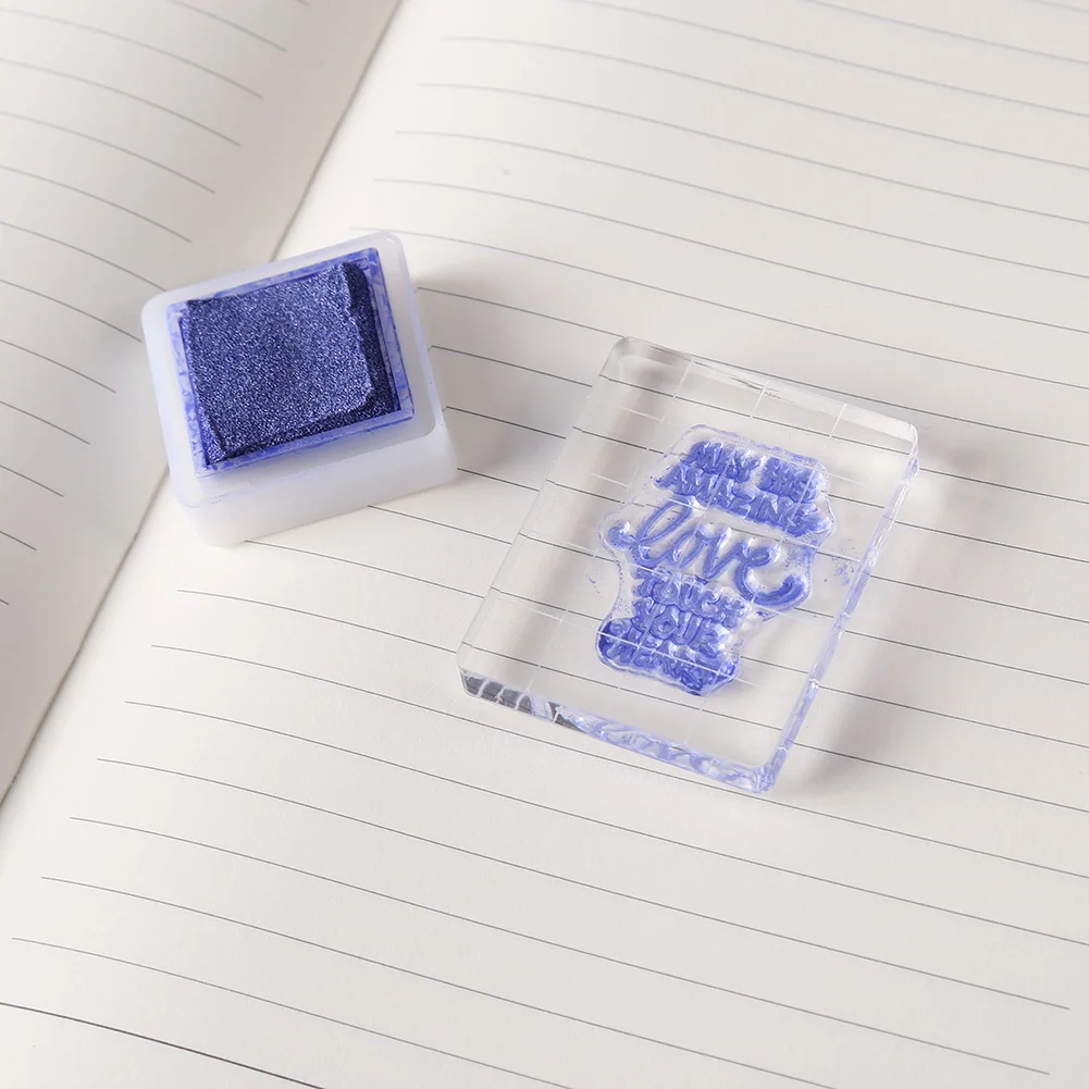 Clear Stamp Block Pad Scrapbooking DIY Acrylic Block Position Clear Stamps Scrapbook Craft with Grid Stamping Tool