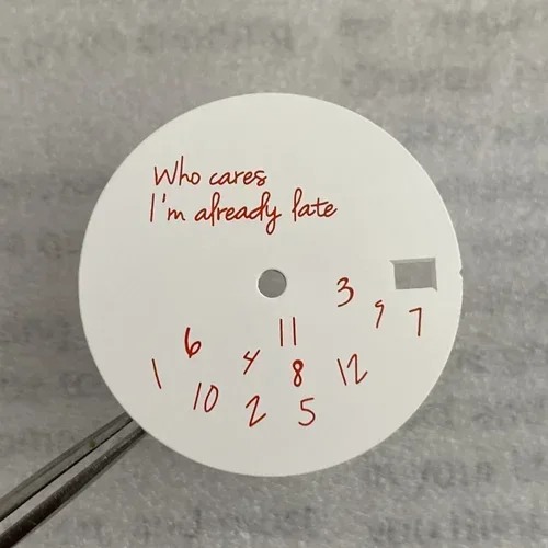 Sleek 28.5mm DIY Watch Dial – Bold 'It's Already Late' Design